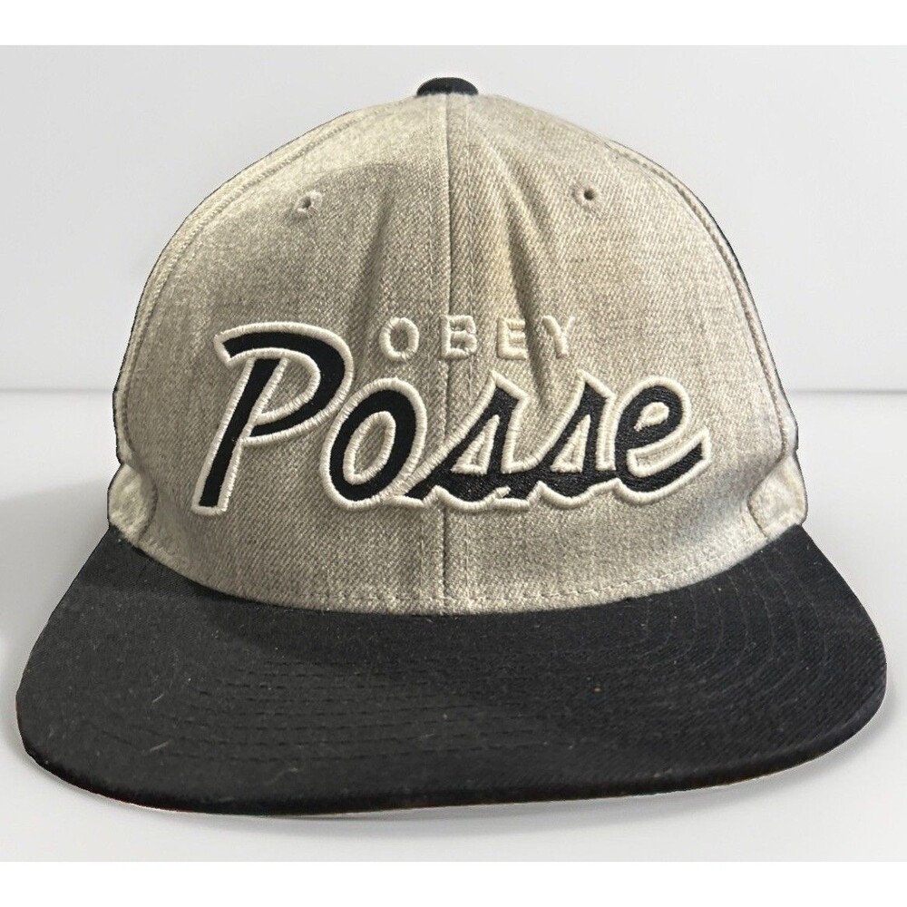 OBEY Posse Hat Cap Snapback Adjustable Gray Black Y2K Trucker Skater 90s Style